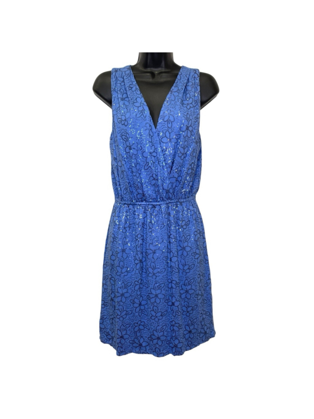 Chelsea & Violet Dress Small Floral Sequin Sleeveless Polynesian Pop Blue New